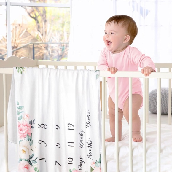 Baby Monthly Milestone Blanket - Personalized Newborn Growth Chart New! - Picture 3 of 7